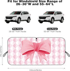 Car Windshield Sun Shade, Cute Bow Sun Visor - Wear-Resistant Black Tape, Foldable 59'x27.5'/63''x31.5''