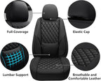 Car Seat Covers Front Pair,Universal Fit for Cars,SUVs,Trucks,and Sedans,Faux Leather Car Seat Cushion Compatible with Airbags,Waterproof Car Seat Protector,Black