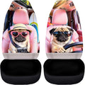 Pug Car Front Seat Covers 2 Pcs Stretch Polyester Fabric Cover Funny Car Seat Covers Protector Anti-Slip Protection Interior Accessories for Most Cars Sedans and SUVs