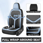 FLORICH Car Seat Covers Full Set, Universal Seat Cover 5 Seats, Automotive Seat Covers with Mesh Leather, Waterproof Car Seat Protector, Breathable Car Seat Cushion for Most Car SUV Truck, Blue