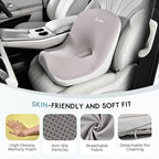 Car Seat Cushion and Lumbar Support Pillow, Larger Memory Foam Seat Cushion, Ergonomic L-Shaped Design Cushion for Back Pain Relief, Non-Slip Driving Cushion for Car, Office, Truck, Wheelchair-Gray