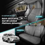 for Toyota RAV4 Seat Covers 2013 2014 2015 2016 2017 2018 RAV 4 XLE SE Limited Platinum Adventure (not for LE&Hybrid) - Custom Leather Car Seat Covers Full Set - BlackGrey