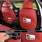 Coverado Car Seat Covers Full Set, Seat Covers for Cars, Red Car Seat Covers Front Seats and Back Car Seat Protector Waterproof, Leather Car Seat Cushion Universal Fit for Most Cars Blue