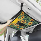 Generic Cat Sunflower Car Storage Mesh Organizer Ceiling Cargo Net Double-Layer Adjustable Zipper Truck SUVs Travel Road Trip Essentials Interior Organizer