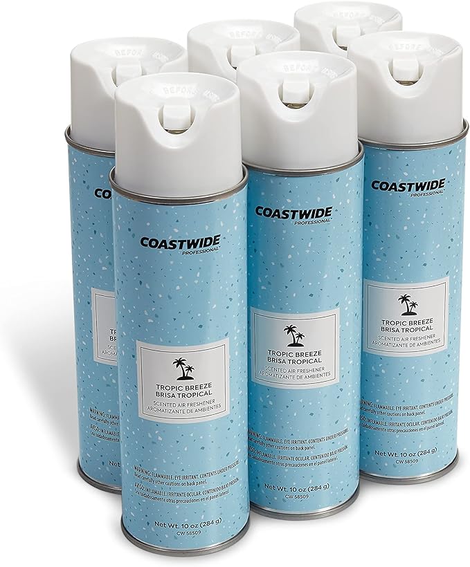 Coastwide Professional Air Freshener Aerosol, Tropic Breeze Scent, 10 Oz., 6/Carton