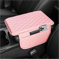 Upgraded Car Center Console Cover,Microfiber Leather Car Armrest Cover Cushion with 2 Storage Bags,Universal Cars Armrest Storage Box Cars Interior Accessories for Most Vehicles (Pink)