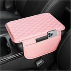 Upgraded Car Center Console Cover,Microfiber Leather Car Armrest Cover Cushion with 2 Storage Bags,Universal Cars Armrest Storage Box Cars Interior Accessories for Most Vehicles (Pink)