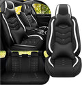 Car Seat Covers Fit for Toyota rav4 2000-2026, Stylish Sport Seat Covers, Waterproof Wear-Resistant Premium Nappa Leather Car Seat Cover.(Full Set with Pillow/Black White)