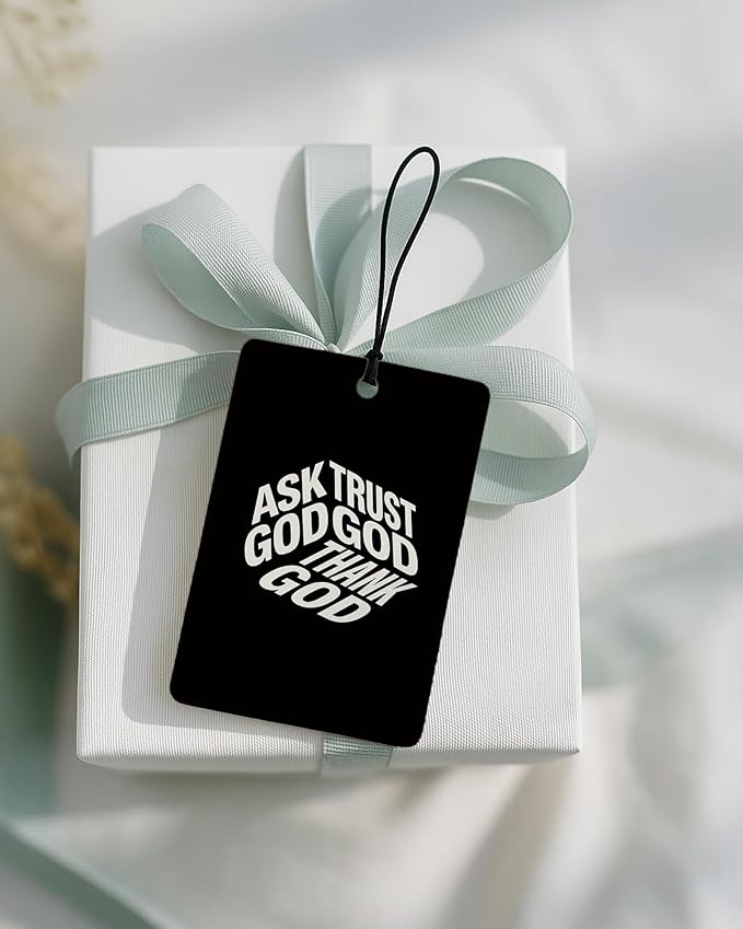 Black Christian Car Air Freshener 4 Pcs Coconut Scented, God Cross Crown Religious Faith Car Accessories Mirror Decor for Women, Christian Hanging Air Freshener for Cars Closet Drawer Books