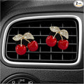 2PCS Cherry Car Air Vent Freshener Perfume Clip, Rhinestone Vehicle A/C Outlet Clips Bling Charm with Scented Pads, Sparkly Diamond Vent Clamp Cute Cherry Decoration for Women