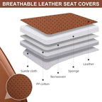 Auto Car Seat Covers Accessories Front Seat Leather Cushion Protector Breathable Waterproof Seat Cover for Cars Universal Fit 7 Colors (Brown, Front Pair)