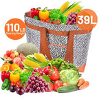 CIVJET Insulated Reusable Tote Bag for Grocery Shopping for Women/Men, Pizza/Food Delivery Bag to Keep Food Cold/Hot for Commercial Delivery Services, Cooler bags for Travel/Beach/Picnic, Cow Print