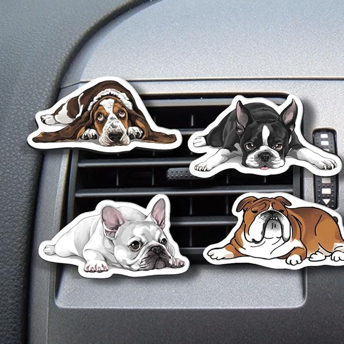 WIRESTER Set of 4 Fresh Scented Car Air Freshener Vent Clip, Decorative Accessories, Interior Decoration for Cars - Dogs, Cats, Animal