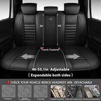 CAR PASS Back Seat Covers, Nappa Leather Rear Seat Bench Cushion Lined Sponge Waterproof Breathable PU Split Back Row Protector Universal Fit for Car Vehicle Sedan SUV Pickup Truck, Back Rear Seats