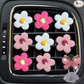Cute Daisy Air Vent Clips 9 Pcs Flower Car Air Fresheners Vent Clips Charms Car Diffuser Vent Clip Car Decor Car Interior Decoration Cute Car Accessories for Women (White&Pink&Light Pink)