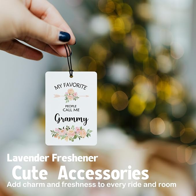Grammy Grandma Gifts Car Air Freshener Hanging 3 Pack, My Favorite People Call Me Car Accessories Gifts for Grandma Christmas Women,Rustic Floral Scent Card Lavender for Closet Bathroom Decor