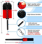 Wheel Brush Kit, Soft Drill Wheel Cleaner Brush, No Scratches Highly Dense Car Cleaning Brush Set for Wheels, Rims, Engines, Exhaust(Red/Black,2Pcs)