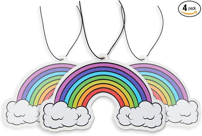 Cute and Funny Car Air Fresheners 4 Pack Scented With Premium Oils By Fresh Fresheners (Rainbow)