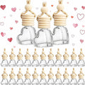 100 Pcs 6ml Hanging Car Diffuser Bottle Empty Glass Perfume Air Freshener Heart Love Bottle Diffuser Pendant Valentine's Day Essential Oil Fragrance Aromatherapy Ornament (Clear)