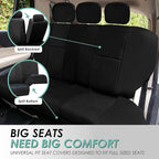 FH-PU002-1010 Classic Exquisite Leather Bench Seat Covers, Split Bench, Solid Black color