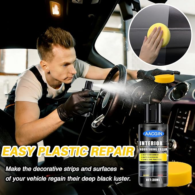 Black Trim Plastic Restorer for Cars – Refreshes Faded Plastic, Vinyl & Rubber Trim with Polish for Deep Shine – Protects Against UV & Dirt – Black Exterior & Interior Care for Detailing - 30ml *2.