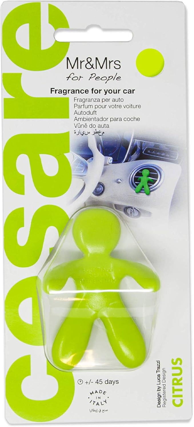 Cesare Car Air Freshener Long Lasting 45 Days Air Vent Clip Uses Alcohol-Free Fragrance Oil Non-Toxic EVA Material (Citrus)