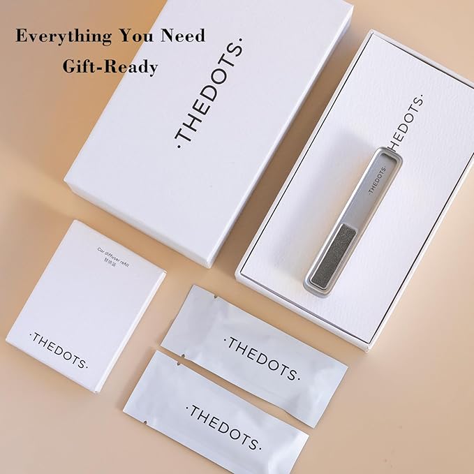 THEDOTS Car Air Freshener Vent Clip, Silver Metal Diffuser, 2 Refills Frosted Ebony Scent, Luxury Car Freshener Interior Accessories