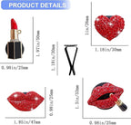 5 Pcs Bling Red Lips Air Vent Clips, Heart Shape Crystal Car Air Vent Clip Charms Car Air Fresheners for Women Rhinestone Diffuser Vent Clip Cute Car Decor Bling Cars Accessories,Interior Accessories