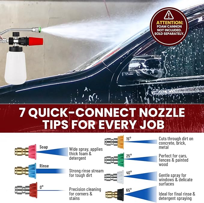 ProDetail Dual Kit – Foam Cannon & Spray Nozzle Quick Switch Adapter, Stainless Steel Brass Pressure Washer Accessory for Car Wash, Auto Detailing, Patio, Driveway, RV, Boat Cleaning 4000PSI