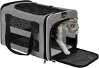 Cat Carrier Soft-Sided Travel Bag for Medium to Large Cats Over 15lbs, Small Dog Carrier Crate Top Entry Breathable Mesh Puppy 12 Pounds, Pet Rabbit Carrying Cage Kennel Collapsible Grey