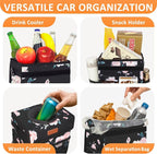4.2 Gallons Car Trash Can with Lid, Bag Bin Hanging Waterproof Automotive Car Garbage Cans Leak Proof Vehicle Trash Can for Truck SUV,Black Floral