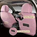 FLORICH Front Car Seat Covers, Luxury Waterproof Faux Leather Seat Covers Cushion, Breathable Car Seat Cover Protectors Universal Fit for Most 5 Seats Vehicles - Pink