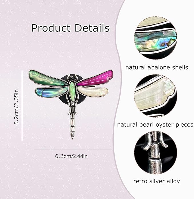 Dragonfly Car Air Vent Clip,Cute Air Freshener Car Interior Decor,Glamorous Abalone Shell Dashboard Decoration Gift for Women Teens,Refillable Diffuser(Hot Pink)
