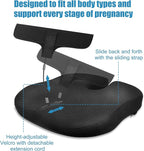 Car Seat Cushion for Pregnant Drivers and Passengers, NHTSA Recommended Prevent The Abdomen from Stress with Strap Adjuster, Memory Foam Seat Cushion for Tailbone Pain Relief, Sciatica & Back Support