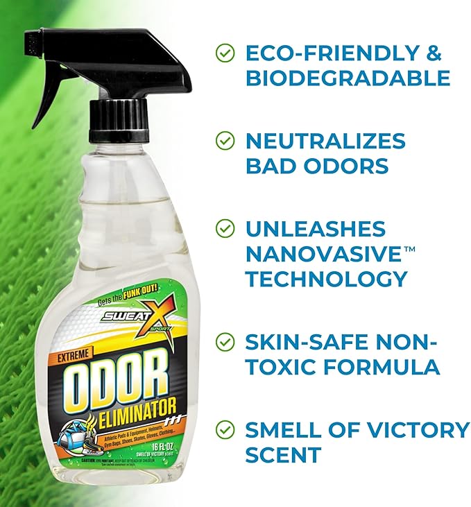 SweatX Extreme Odor Spray - Multipurpose No-Wash Deodorizer - Ideal for Shoes and Gym Clothing - Victory Scent (16 fl oz)