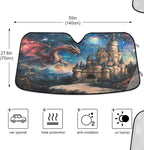 xigua Dream Castle Dragon Car Windshield Sunshade Foldable Front Window Sun Visor Protector for Car,SUV,Truck - Keep Vehicle Cool,55 x 27.6 Inch