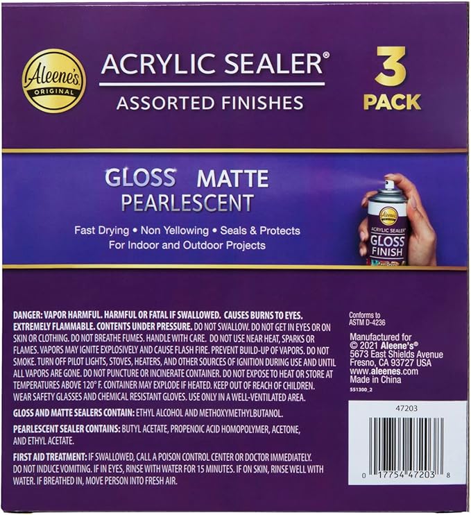 Aleene's Acrylic Spray Sealer Finish Varitey Pack 4 oz. 3 Pack - Gloss, Matte, Pearlescent