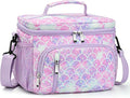 Insulated Lunch Bag for Women - Leakproof Lunch Box Soft Cooler Tote, Adjustable Strap, Reusable Lunch Box for Work Office Picnic Beach Travel-Corduroy Colorful Fish Scales