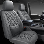 Full Coverage Leather Car Seat Covers Full Set,Waterproof Seat Covers for Cars,SUVs Trucks, Car Seat Cushion,Car Seat Protector with 5 Seats (Grey, Full Set(Front and Rear-5 Seats))