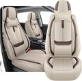 Fit for 98% of Mercedes Benz Car Seat Covers with Headrests, Premium Nappa Leather Seat Cover, Fully Wrapped Protect Modern Style Seat Cover (2-Seat Luxury, Beige & Brown)