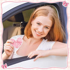 ANGOLIO Pink Bow Car Fresheners Valentine's Day Gifts 12Pcs Scented Hanging Oil Bow Air Freshener Hanging Ornaments Paper Pendant Scented Diffuser for Car Interior Accessories Home Office Wall Decor