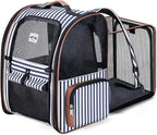 Lekebobor Large Cat Backpack Carrier Expandable Pet Carrier Backpack for Small Dogs Medium Cats Fit Up to 18 Lbs, Dog Carrier Backpack,Puppy Backpack Carrier, Striped