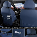 Coverado Car Seat Covers Front, Seat Covers for Cars, Waterproof Car Seat Cushions, 2-Pack Leather Carseat Seat Protectors, Universal Seat Covers Fit for Most Sedans SUV Pick-up Trucks(Blue&Black)