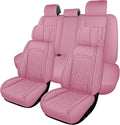 Car Seat Covers for Genesis GV70 2022-2025 2026, Full Set Premium Nappa Leather Waterproof Breathable Anti-Slip Airbag Compatible Car Seats Protector, Soft Car Interior Seats Cover (Pink)