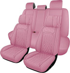Car Seat Covers for Genesis GV70 2022-2025 2026, Full Set Nappa Leather Waterproof Breathable Anti-Slip Airbag Compatible Car Seats Protector, Car Interior Seats Cover (Pink,+Pillow)