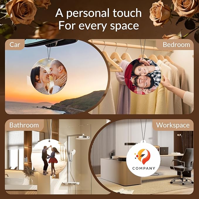 HINFKA Custom Air Fresheners with Picture, Personalized Double Sided Photo Air Freshener, Customized Gifts for Men Women Pet Lovers (Round)