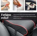 Car Center Console Cover, Soft Memory Foam Auto Arm Rest Pillow with Phone Holder Storage Bag, Waterproof Leather Armrest Seat Box Protector Comfy Cushion Pad for Most Cars (Black&Red)