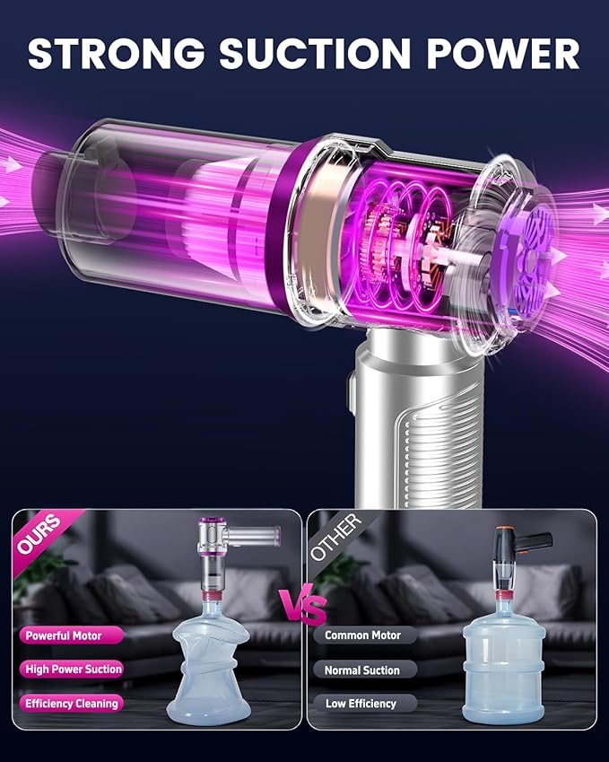 Portable Car Handheld Vacuum Cleaner 15000pa - 4 in 1 Vacuum Cleaner&Air Duster, Rechargeable Handheld Vacuum with Multi-Nozzles for Car, Home, Pet, Ideal Gifts for Men & Women (Pink)
