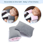 COOLBEBE Car Seat Straps Shoulder Pads for Baby Kids, Super Soft Seat Belt Covers for All Car Seats/Pushchair/Stroller/High Chair (Grey/Pink)