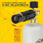 Foam Cannon Kit, 1L Bottle with 5 Pressure Washer Nozzle Tips & Turbo Nozzle, 1/4 Inch Quick Connector, 4000 PSI Max, Compatible with Gas Pressure Washers&Electric Pressure Washers